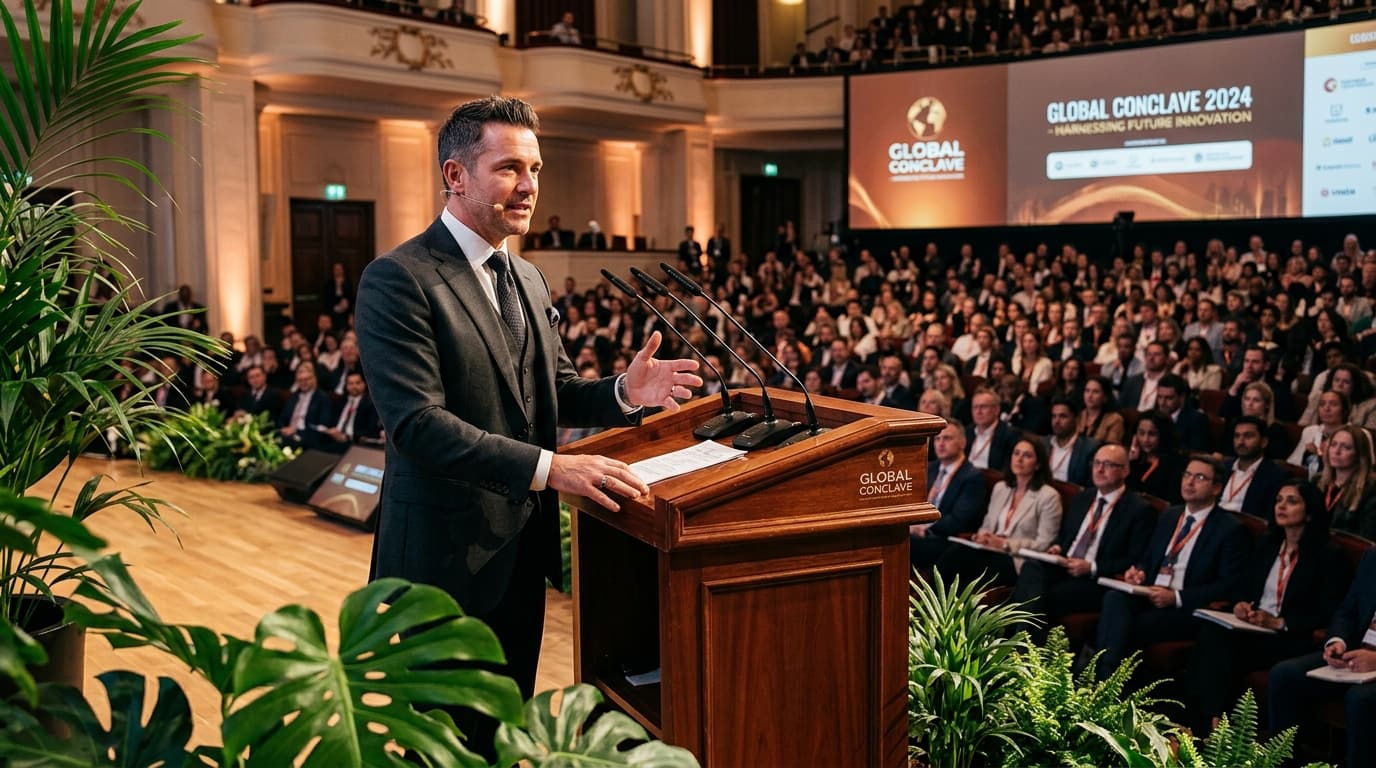 Keynote Speaker at Conclave Podium